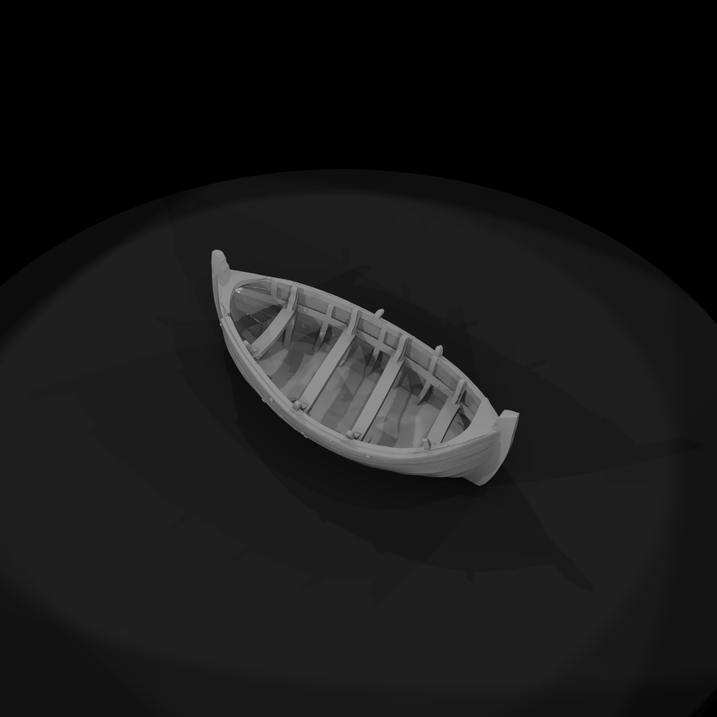 Weathered Viking Rowboat — Miniature