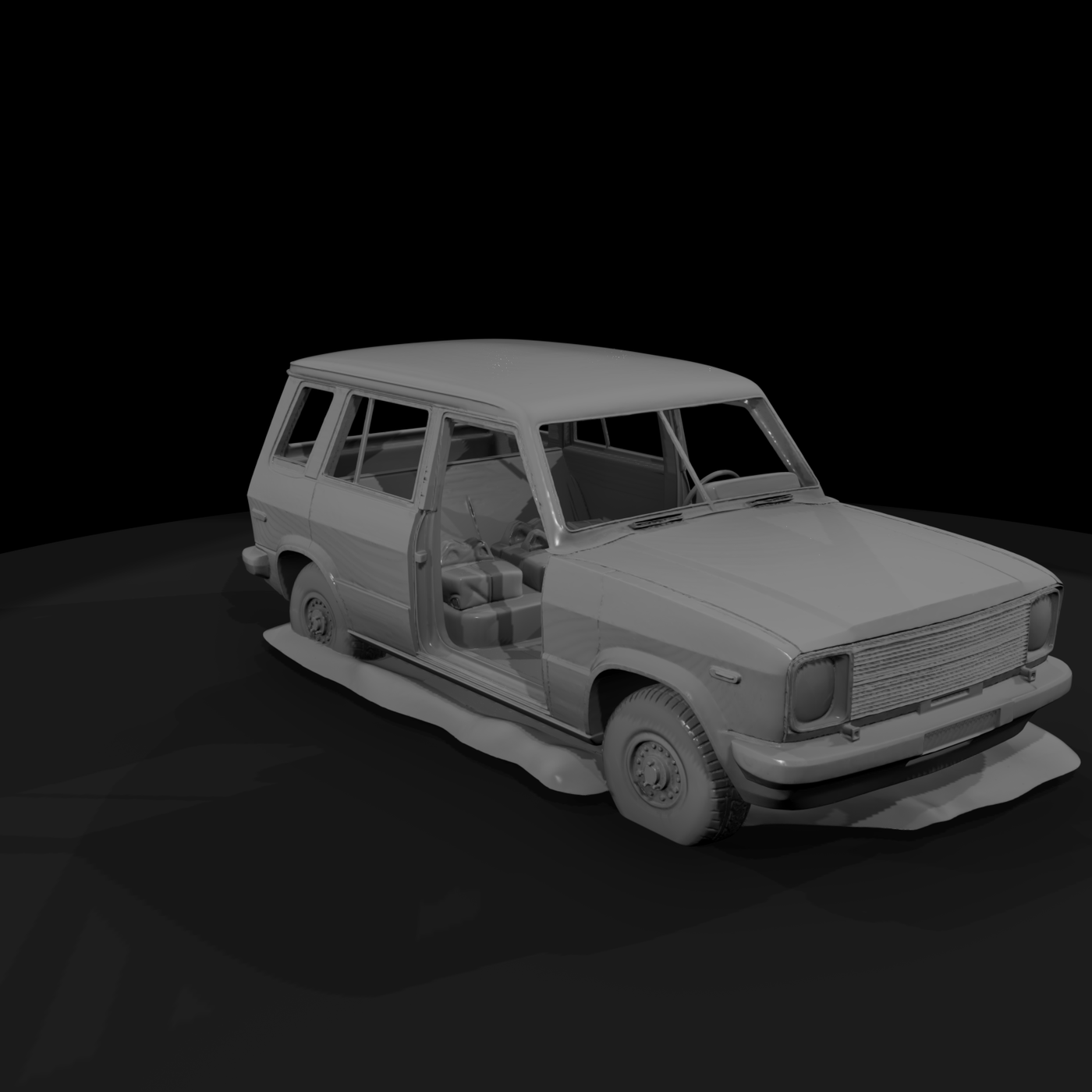 Weathered Vintage Station Wagon 3D Printable Miniature