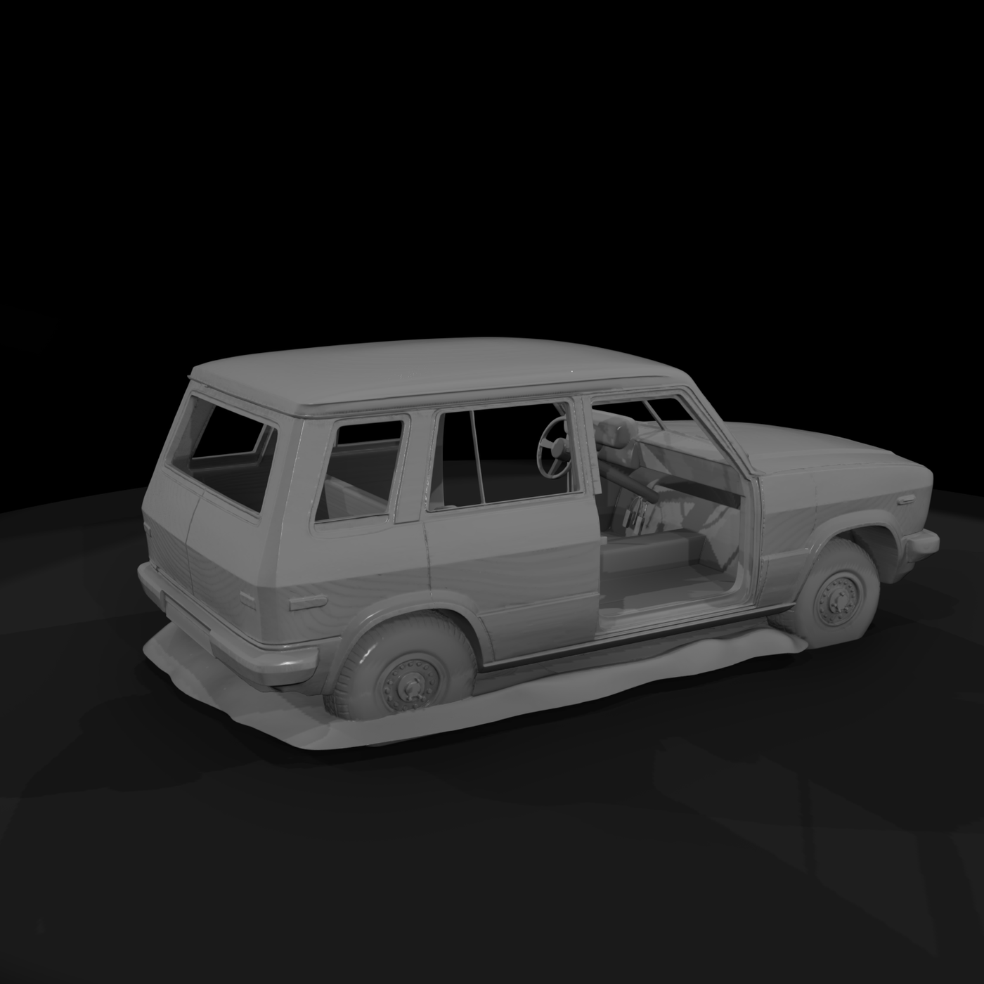 Weathered Vintage Station Wagon 3D Printable Miniature