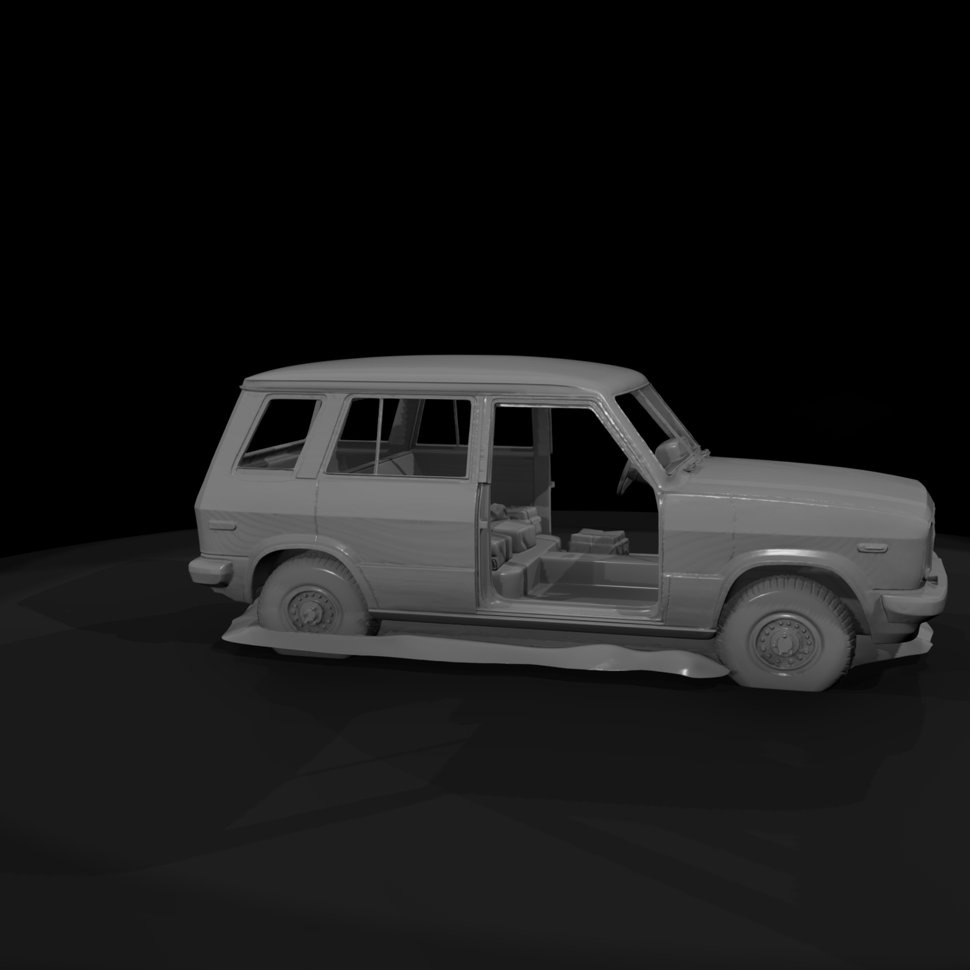 Weathered Vintage Station Wagon 3D Printable Miniature