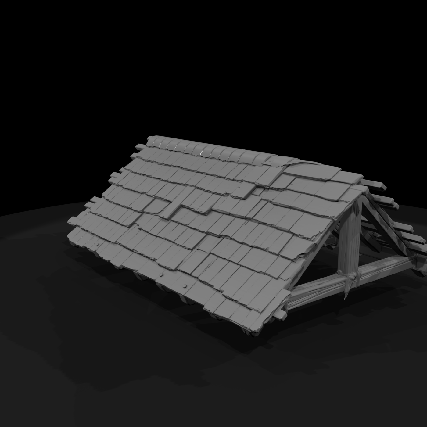 Weathered Wooden Roof Truss (3D Printable)