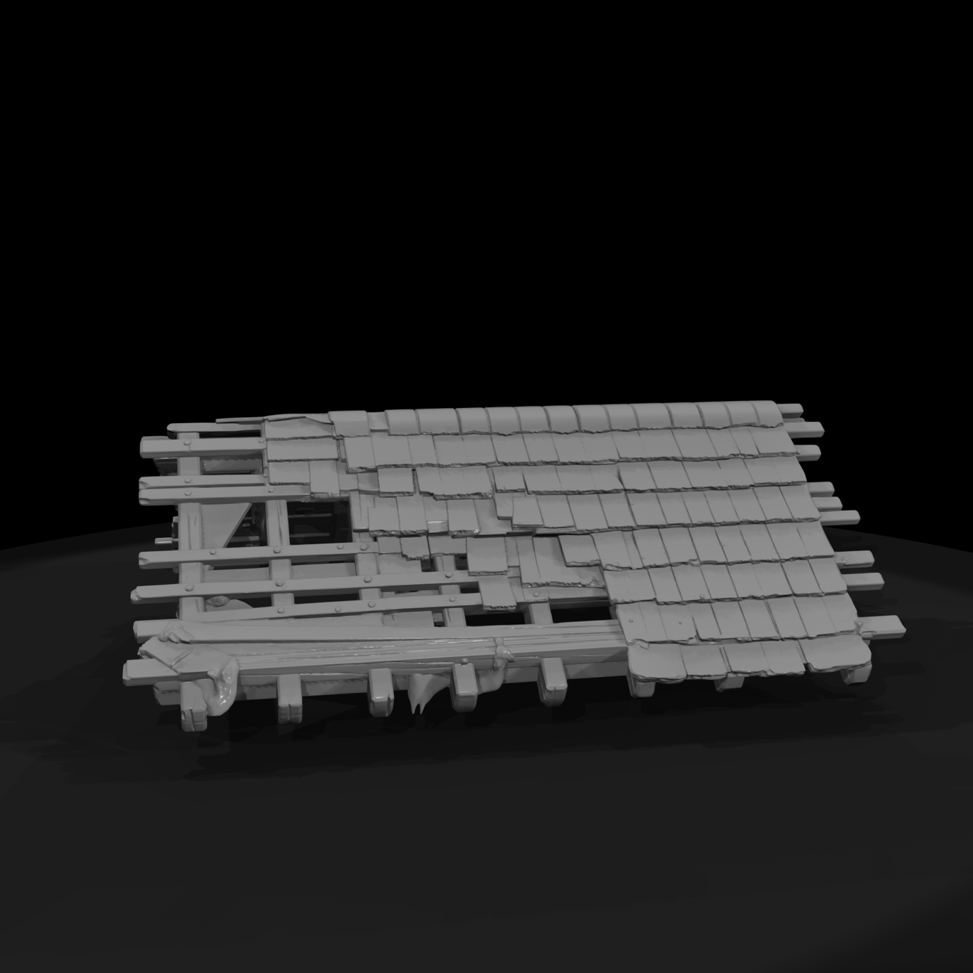 Weathered Wooden Roof Truss (3D Printable)