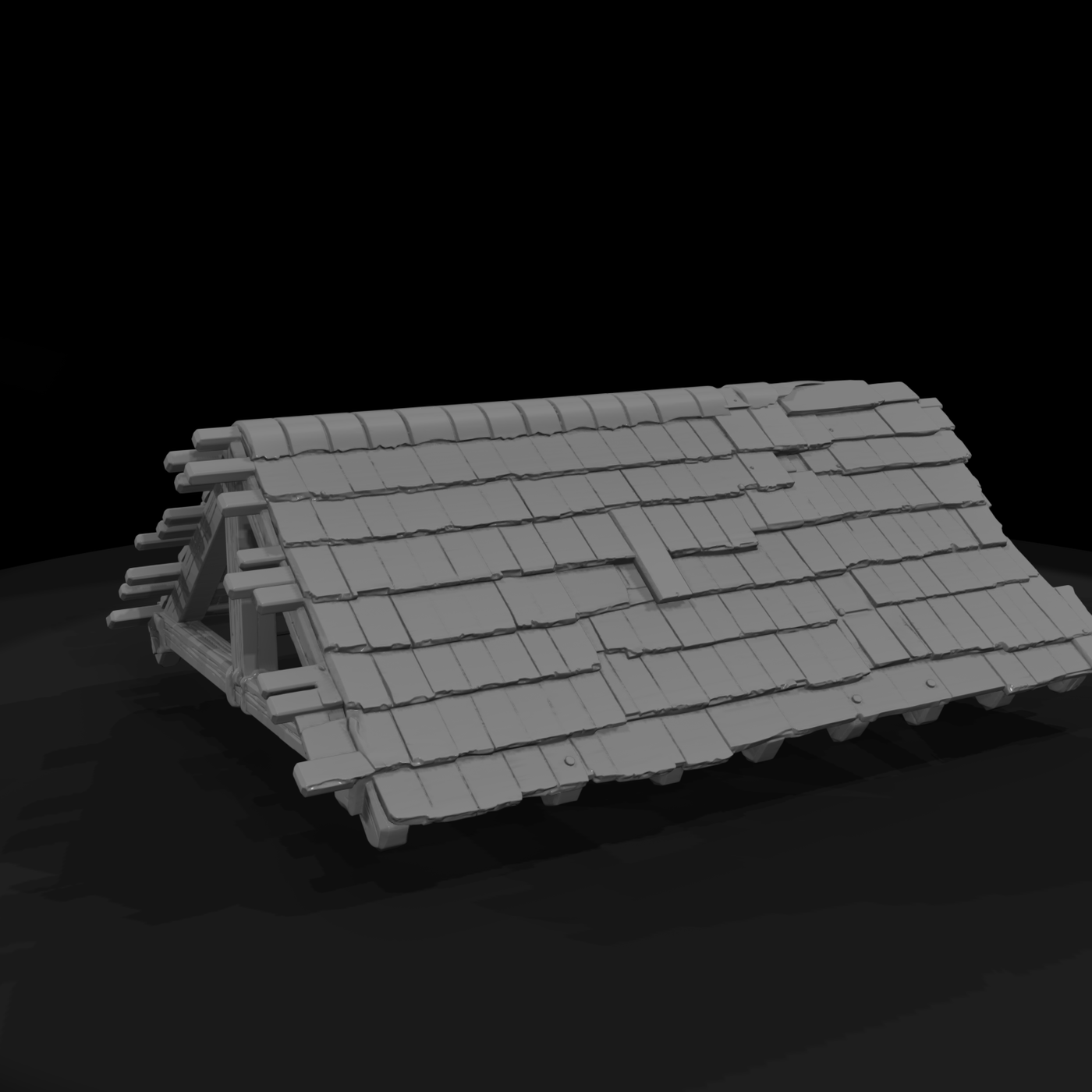 Weathered Wooden Roof Truss (3D Printable)