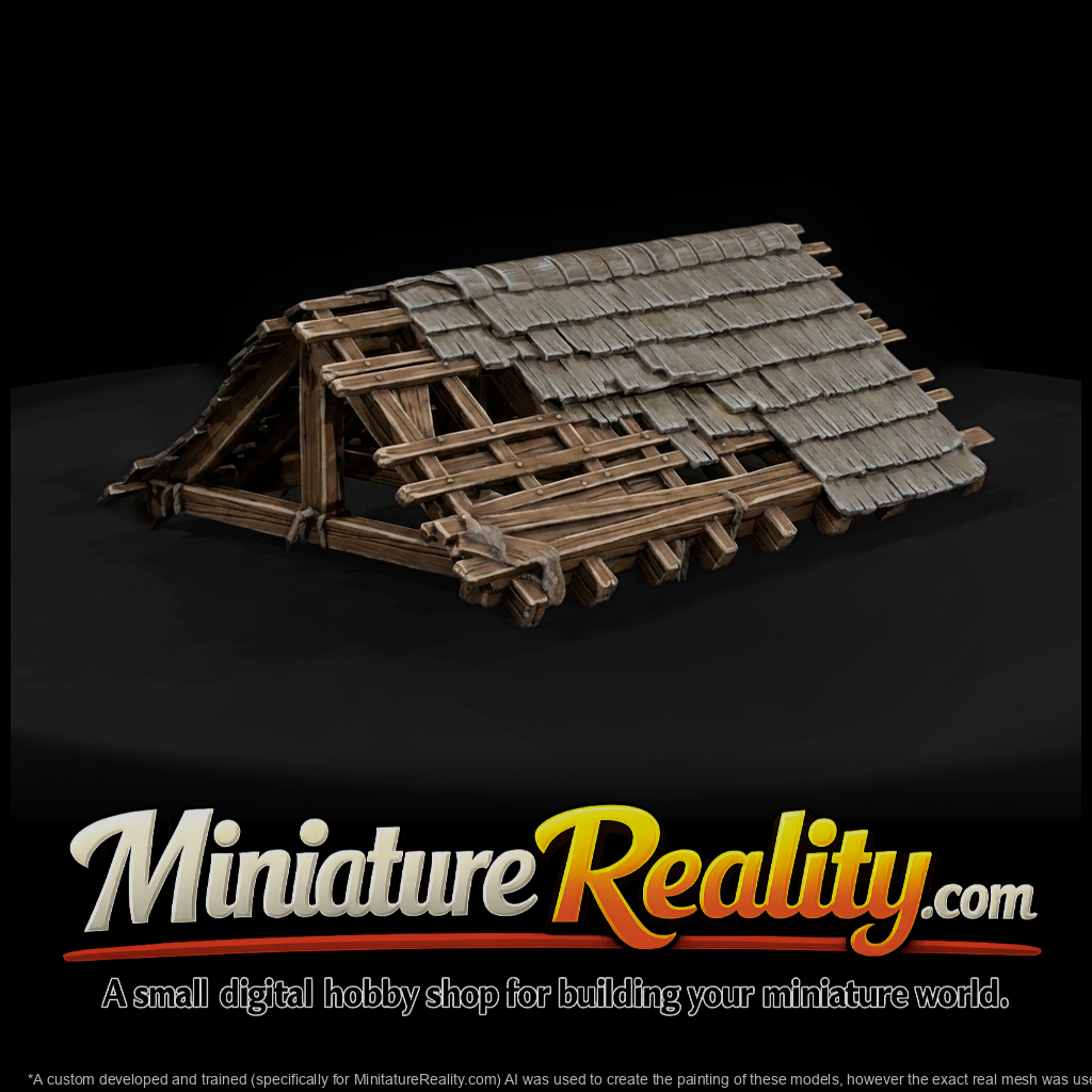 Weathered distressed wooden roof truss 3d model vzl7Lhae