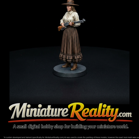 Western woman with rifle and hat