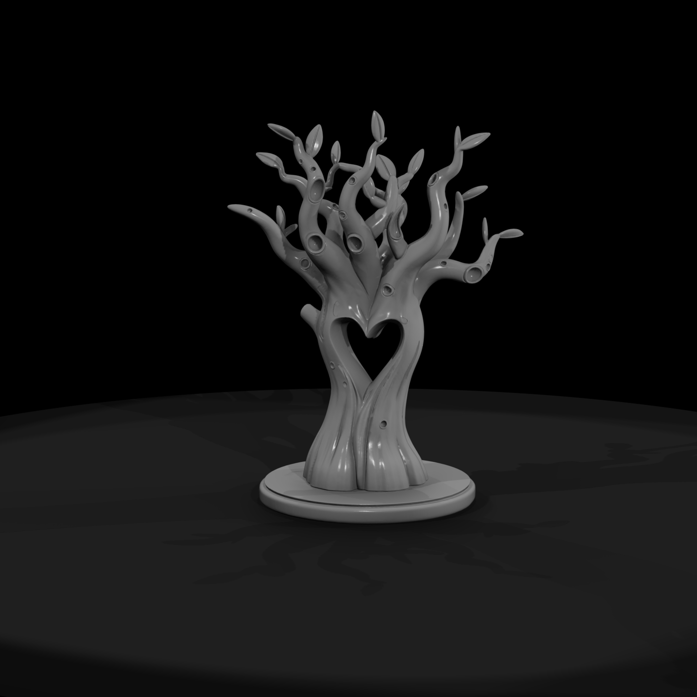 Whimsical Heart Tree Sculpture (3D Printable Miniature)