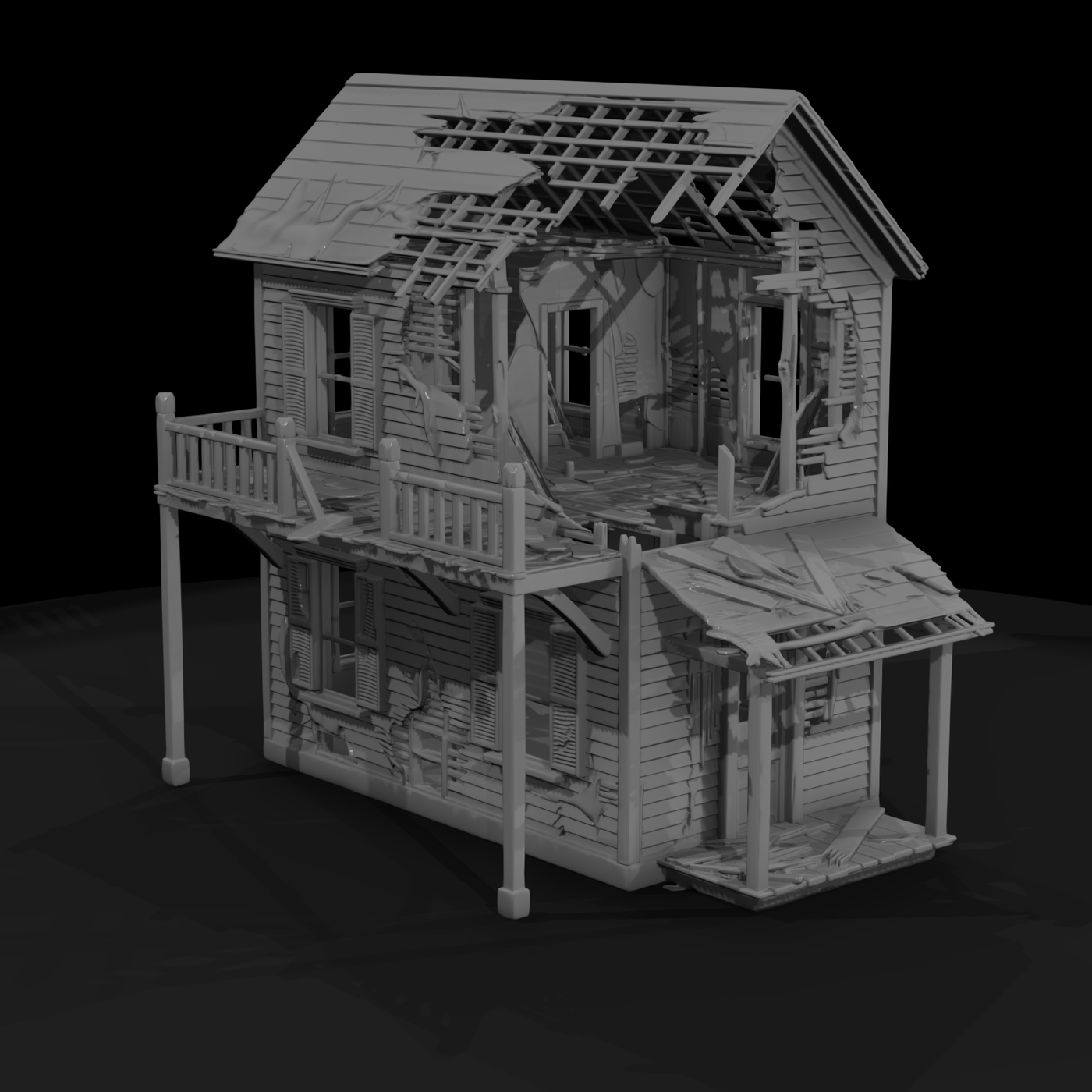 Ruined Wild West Two-Story Hotel