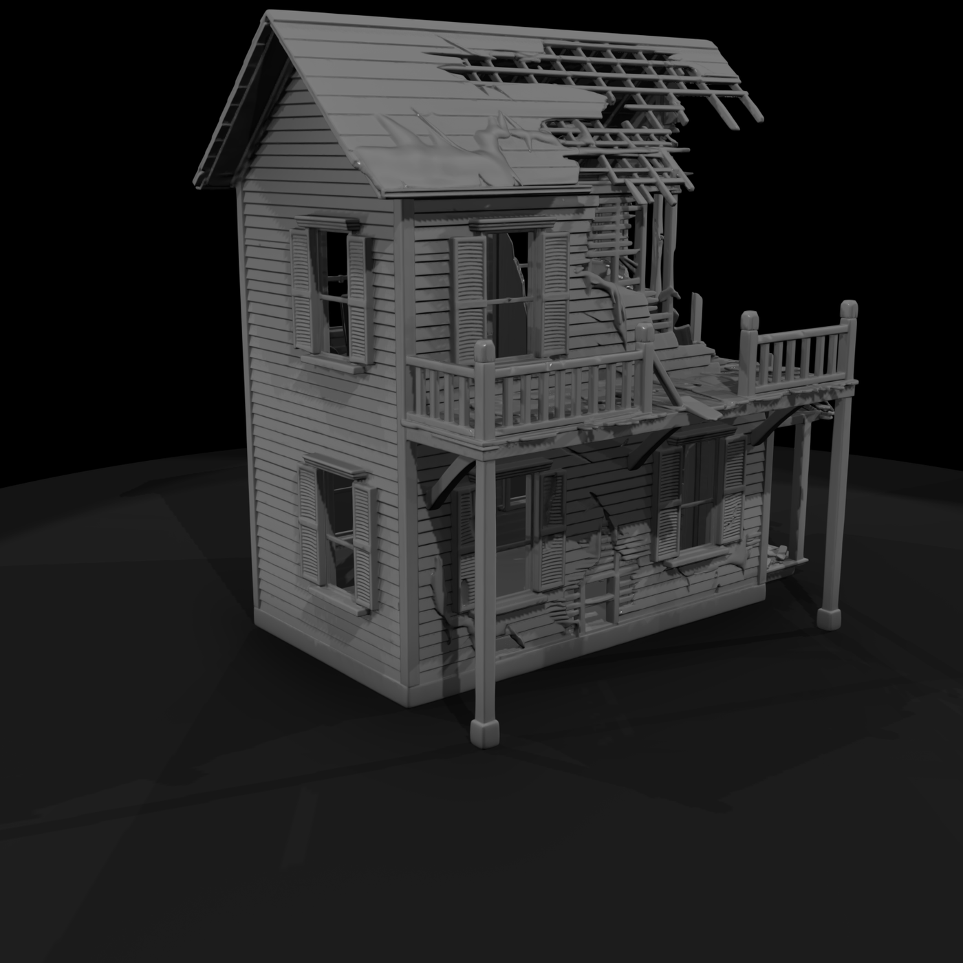 Ruined Wild West Two-Story Hotel