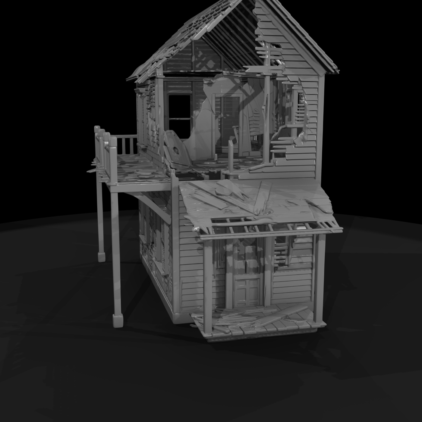Ruined Wild West Two-Story Hotel