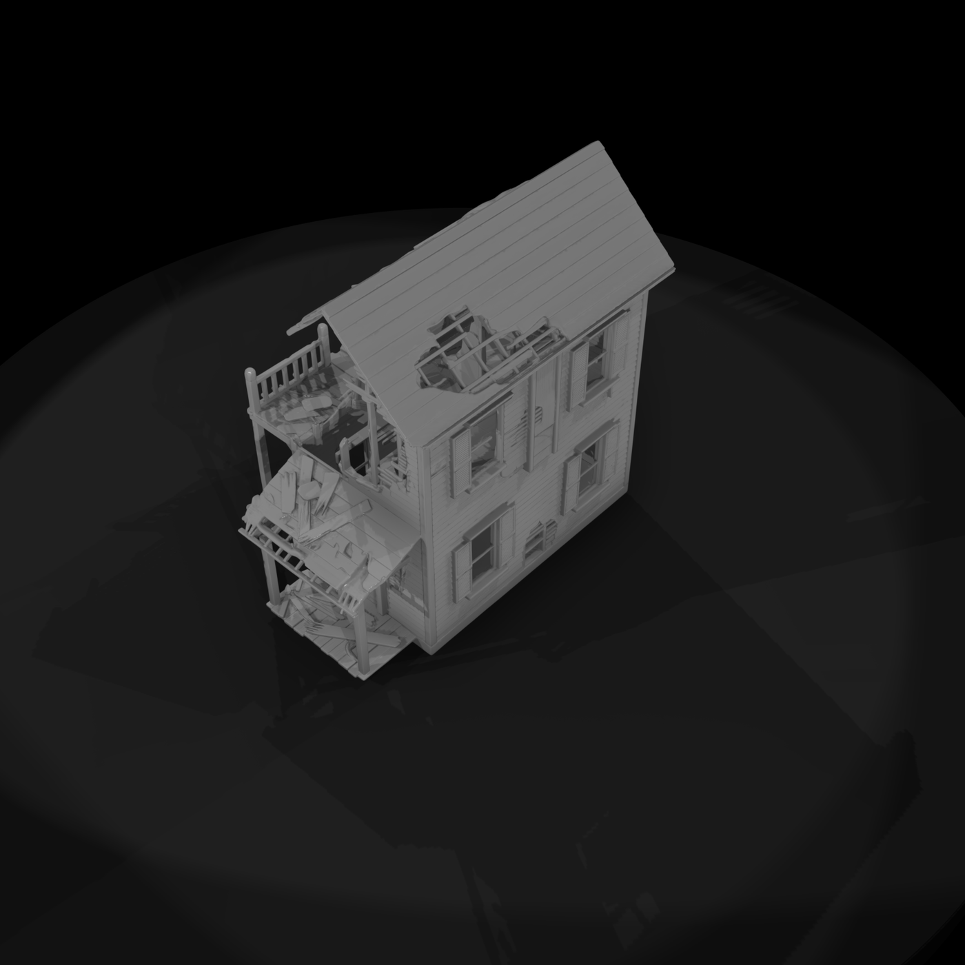 Ruined Wild West Two-Story Hotel