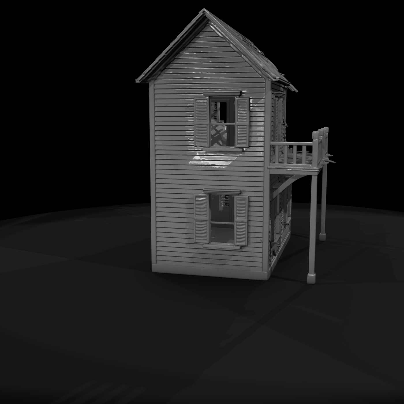 Ruined Wild West Two-Story Hotel