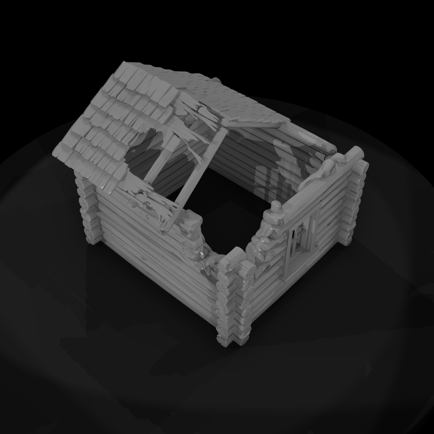 Ruined Wild West Log Cabin