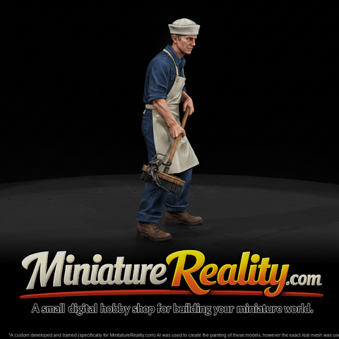 Sailor Swabbing the Deck miniature, three-quarter view
