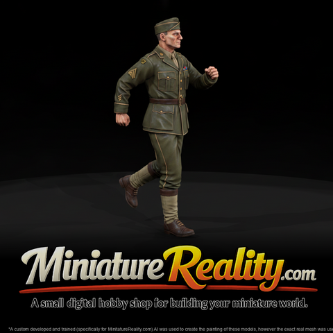 WWII U.S. Army Officer miniature, three-quarter view