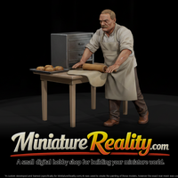 Baker Rolling Dough at Work Table miniature, three-quarter view — thumbnail 1