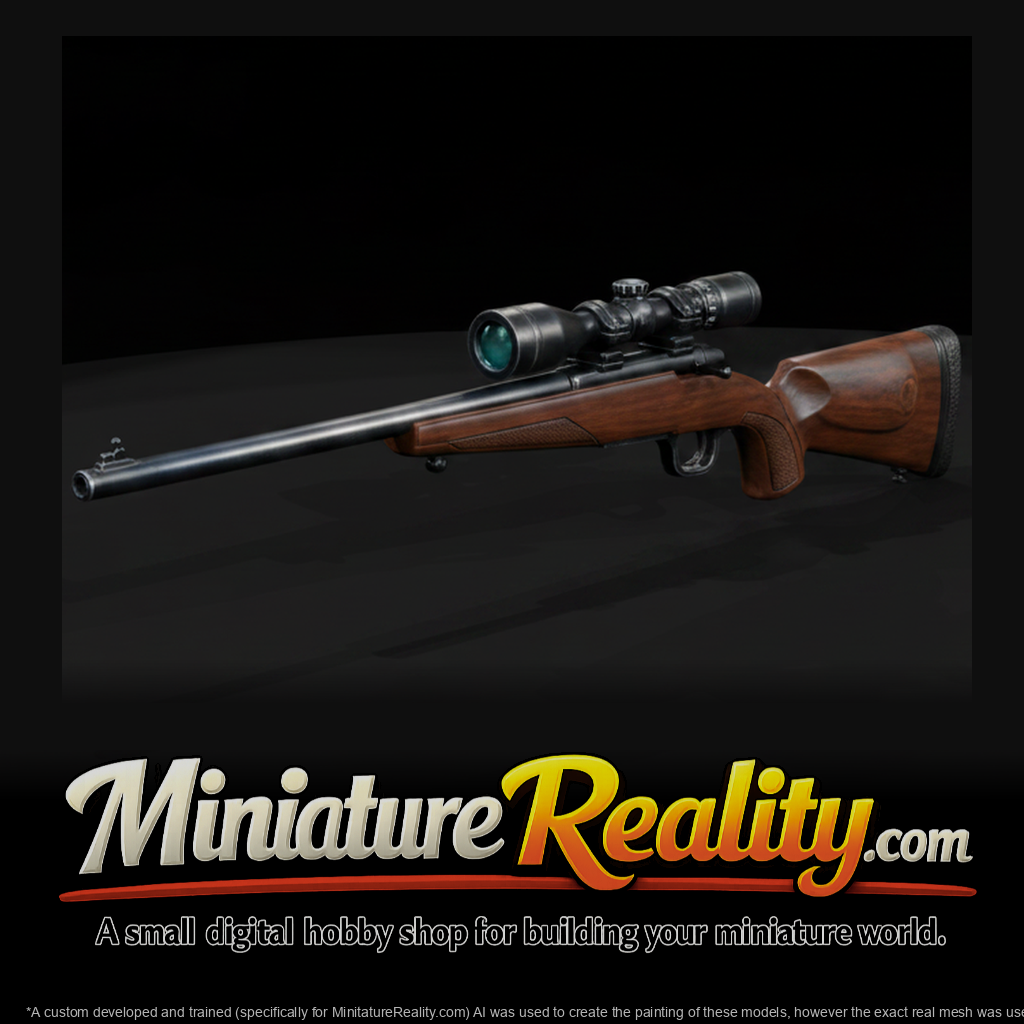 Scoped Bolt-Action Hunting Rifle miniature, three-quarter view