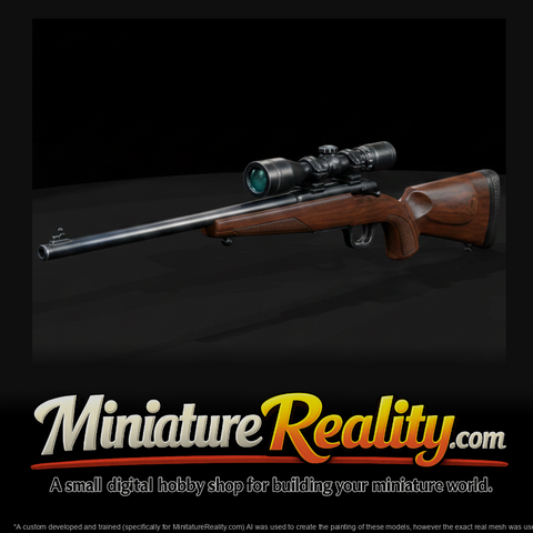 Scoped Bolt-Action Hunting Rifle miniature, three-quarter view