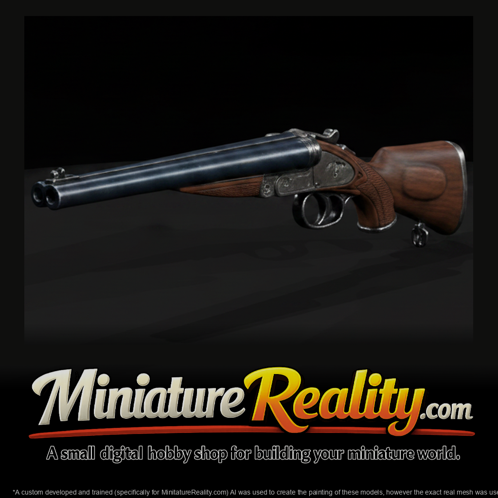 Side-By-Side Double-Barrel Shotgun miniature, three-quarter view