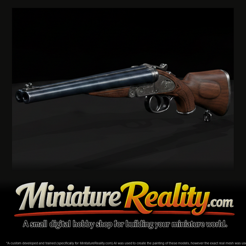 Side-By-Side Double-Barrel Shotgun miniature, three-quarter view