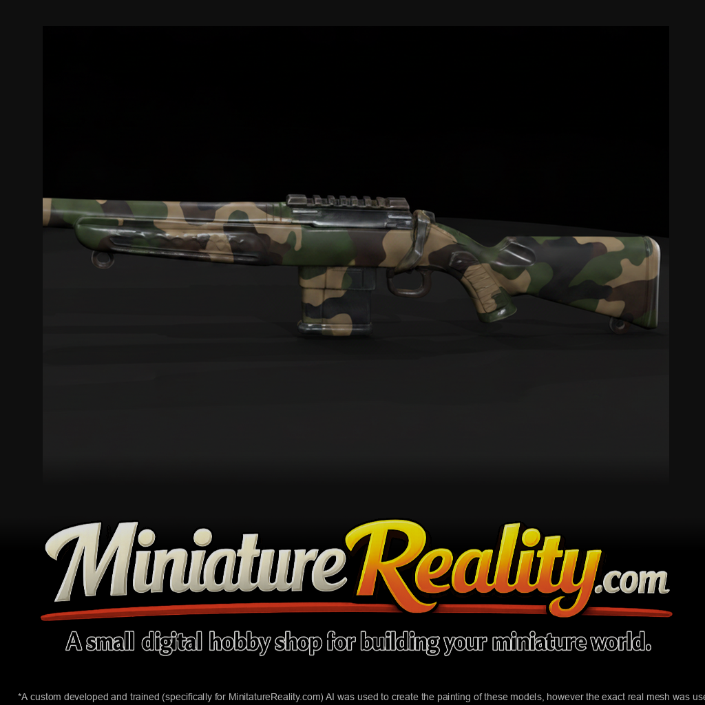 Camo Bolt-Action Hunting Rifle miniature, three-quarter view