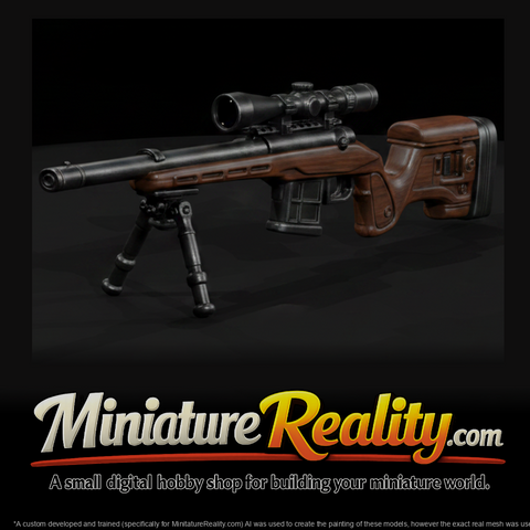 Bolt-Action Hunting Rifle miniature, three-quarter view