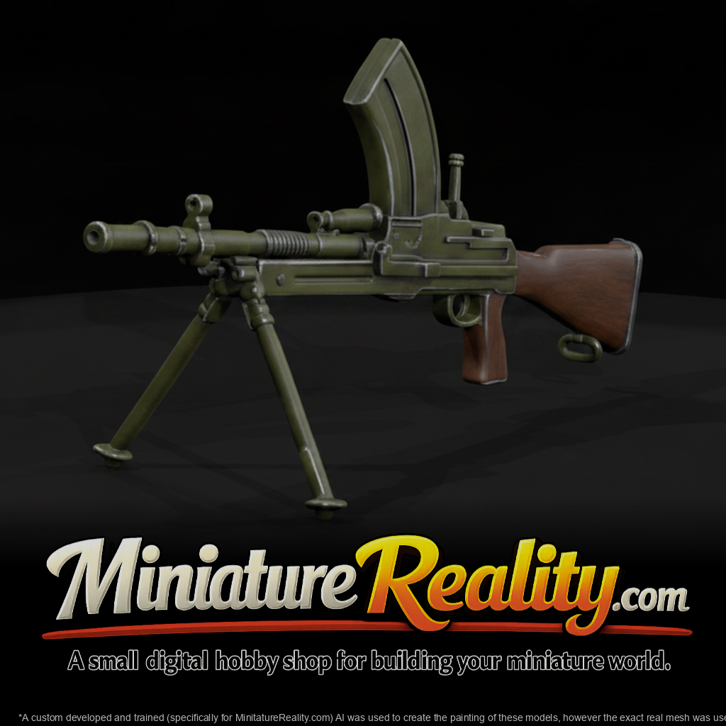 Bren Gun miniature, three-quarter view
