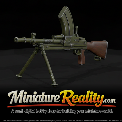 Bren Gun miniature, three-quarter view