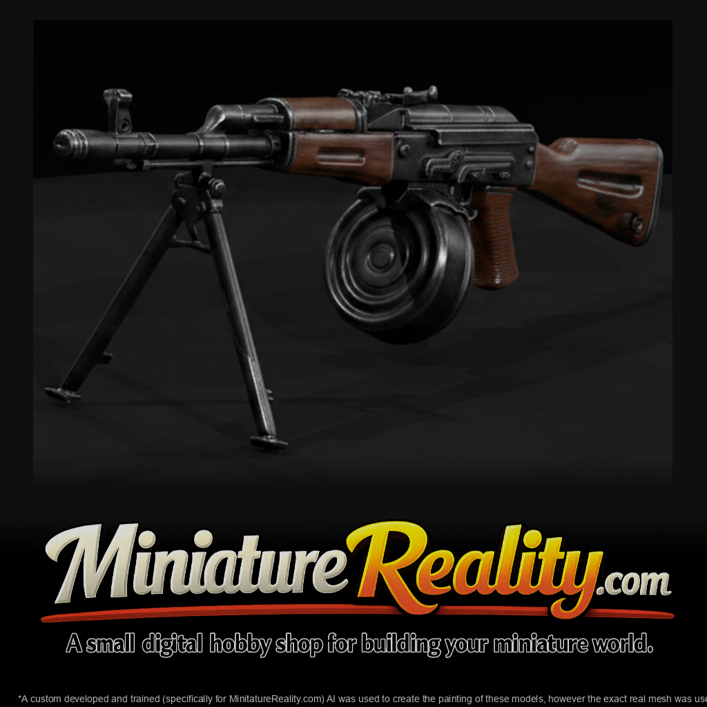 RPK miniature, three-quarter view
