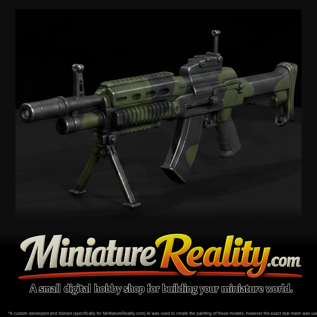 Pecheneg Bullpup miniature, three-quarter view