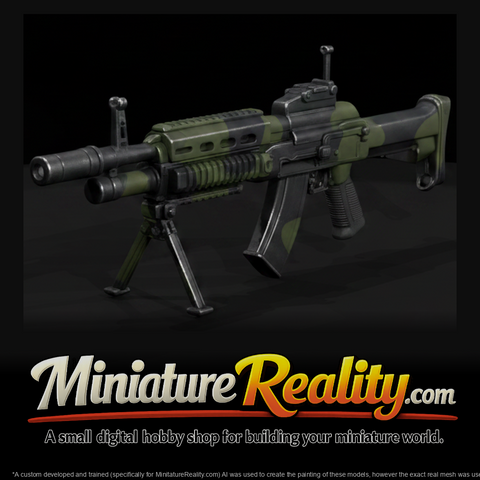 Pecheneg Bullpup miniature, three-quarter view