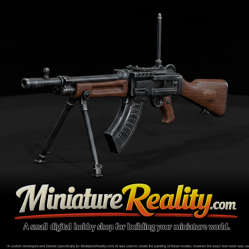 Charlton Automatic Rifle miniature, three-quarter view