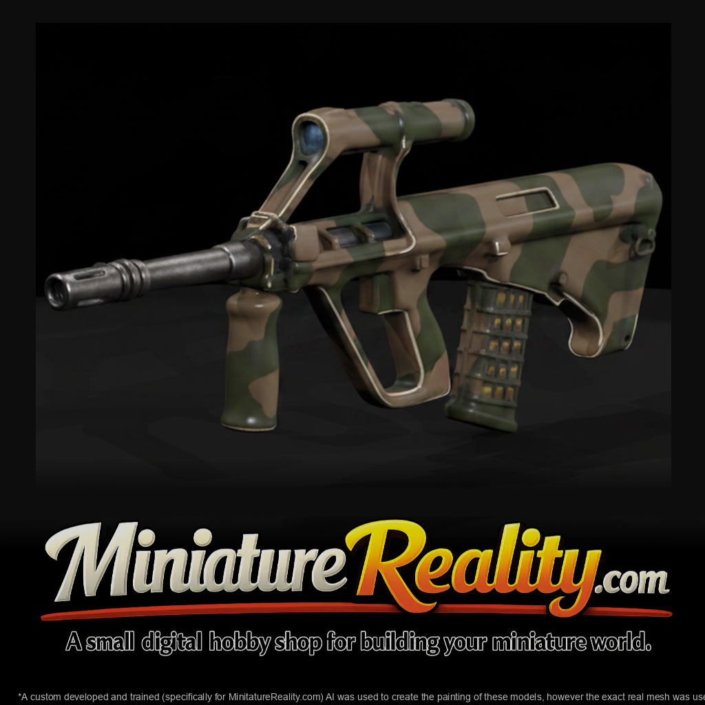 Steyr AUG Bullpup Rifle miniature, three-quarter view