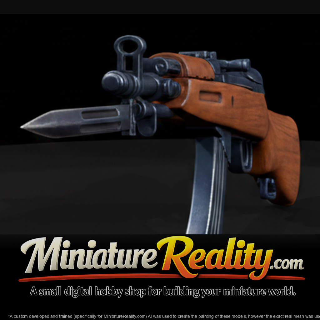 SKS Rifle with Folding Bayonet miniature, three-quarter view