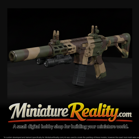 Suppressed Camo Carbine miniature, three-quarter view