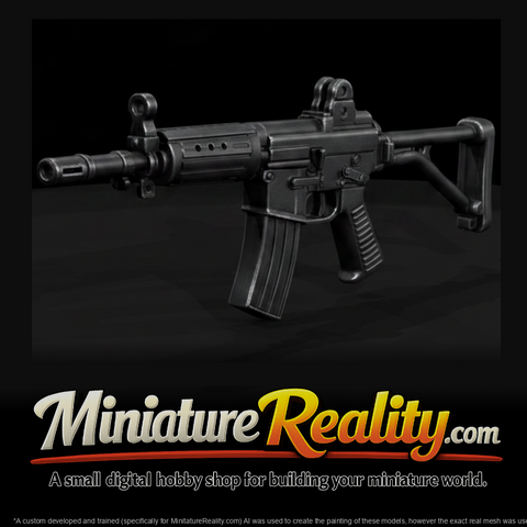 Modern Assault Rifle with Folding Stock miniature, three-quarter view