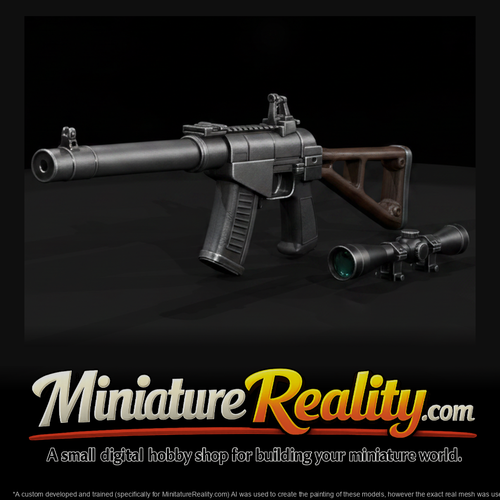 Suppressed Special-Forces Rifle miniature, three-quarter view