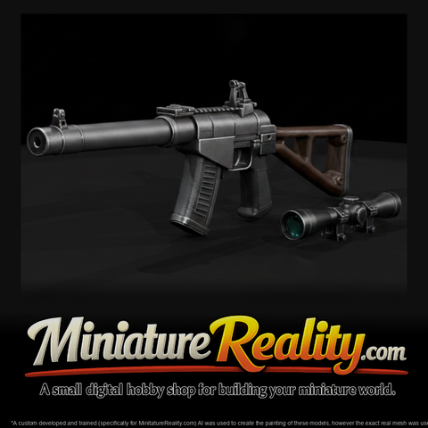 Suppressed Special-Forces Rifle miniature, three-quarter view