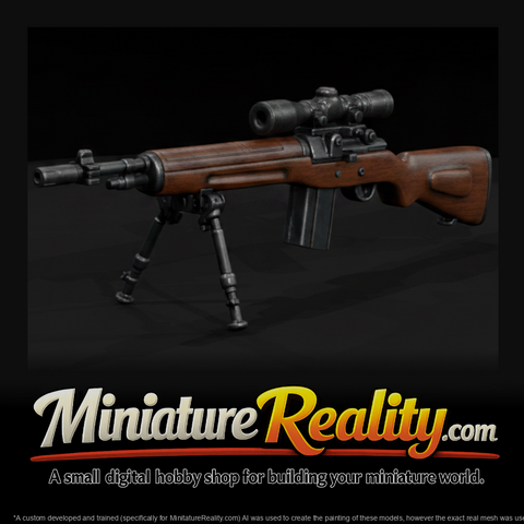 M21 Marksman Rifle with Scope and Bipod miniature, three-quarter view