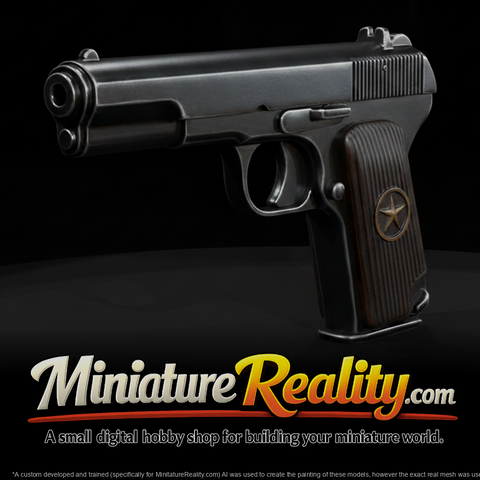 Tokarev TT-33 Service Pistol miniature, three-quarter view