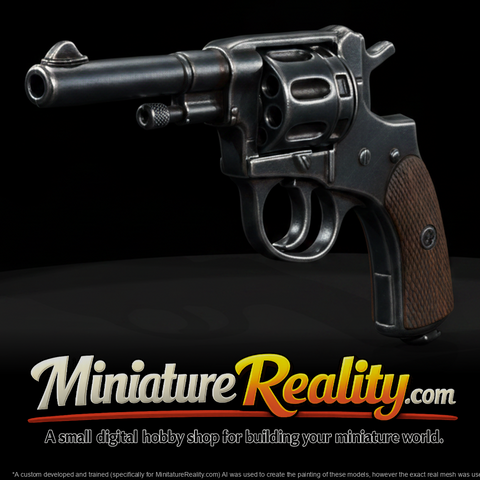 Nagant M1895 Revolver miniature, three-quarter view