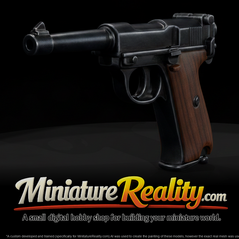 WWII Semi-Automatic Service Pistol miniature, three-quarter view