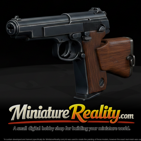 Machine Pistol with Wooden Holster-Stock miniature, three-quarter view