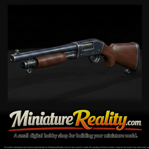 Ithaca 37 Pump-Action Shotgun miniature, three-quarter view