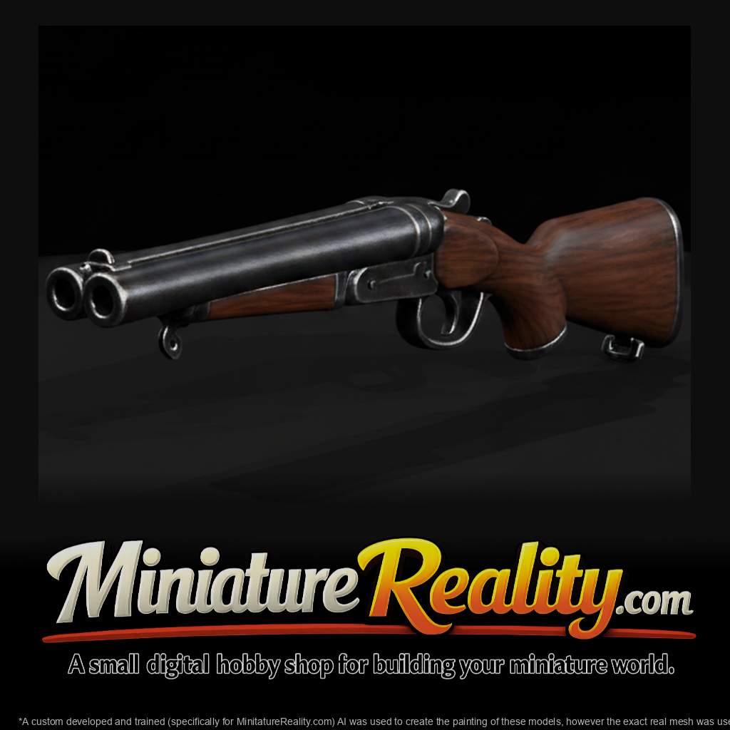 Side by Side Double Barrel miniature, three-quarter view