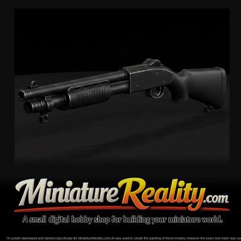 Mossberg 590a1 Pump Shotgun miniature, three-quarter view