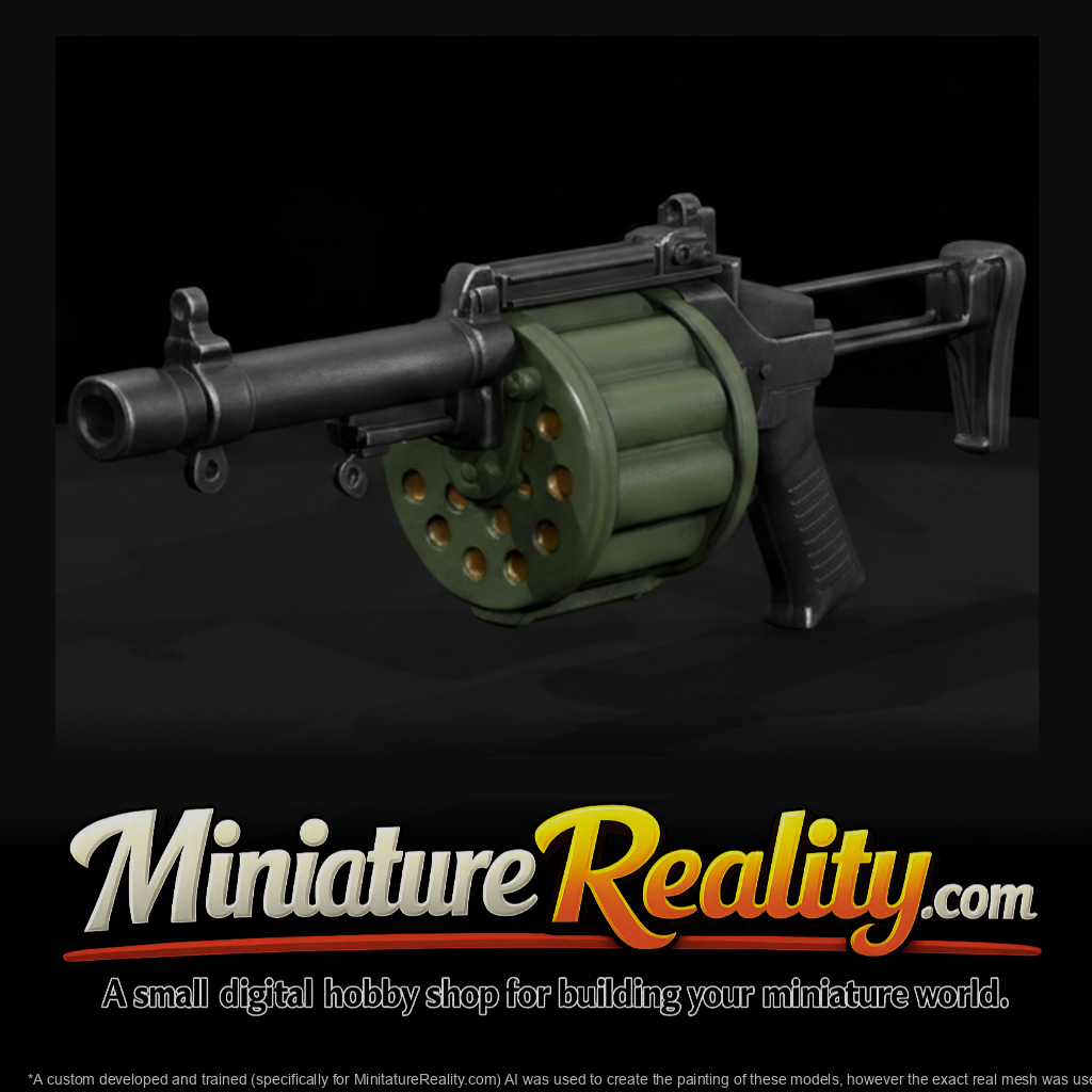 Revolving Drum Combat Shotgun miniature, three-quarter view