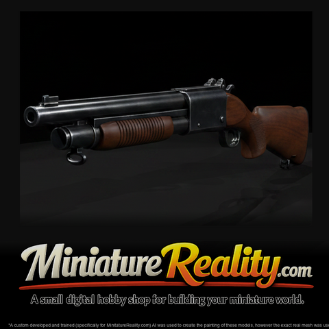 Ithaca Mag-10 Shotgun miniature, three-quarter view