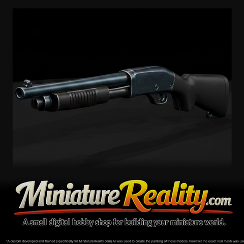 Pump-Action Shotgun miniature, three-quarter view