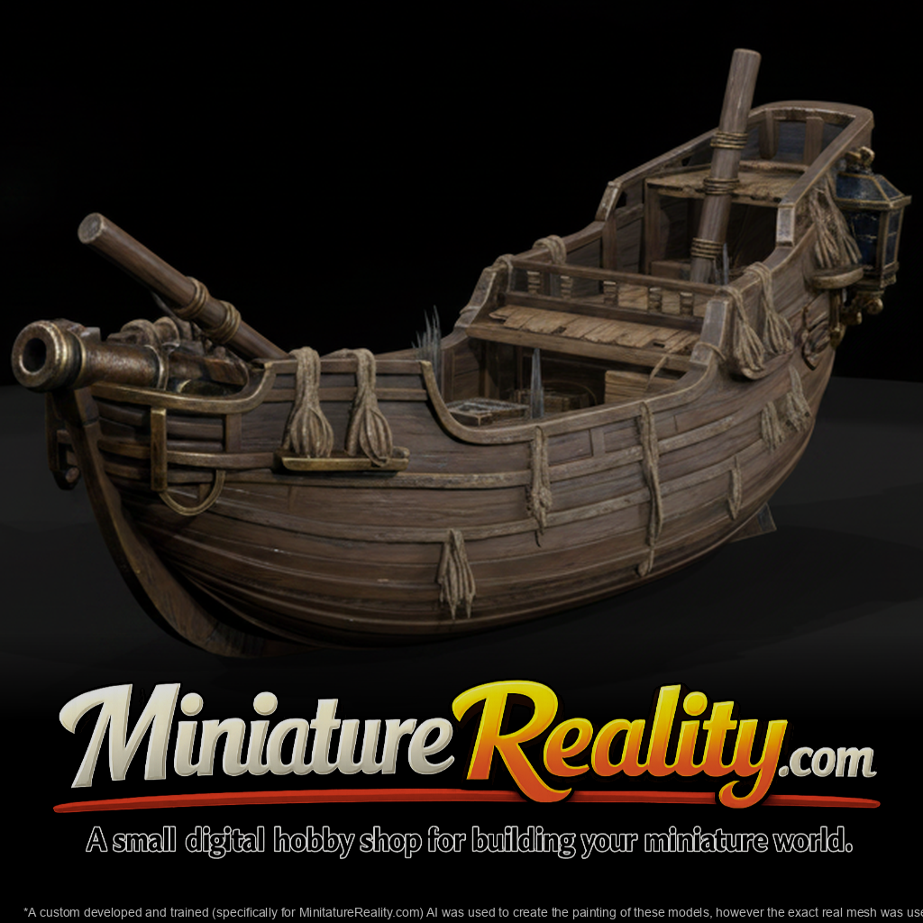 Wrecked Pirate Galleon — Ship Wreck ( Compatible) miniature, three-quarter view