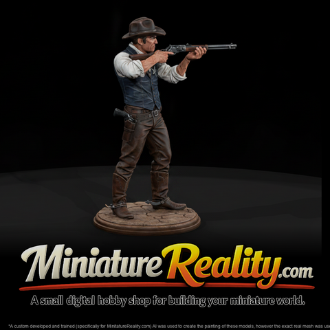 Old West Deputy Sheriff Taking Aim miniature, three-quarter view
